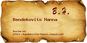 Bendekovits Hanna névjegykártya